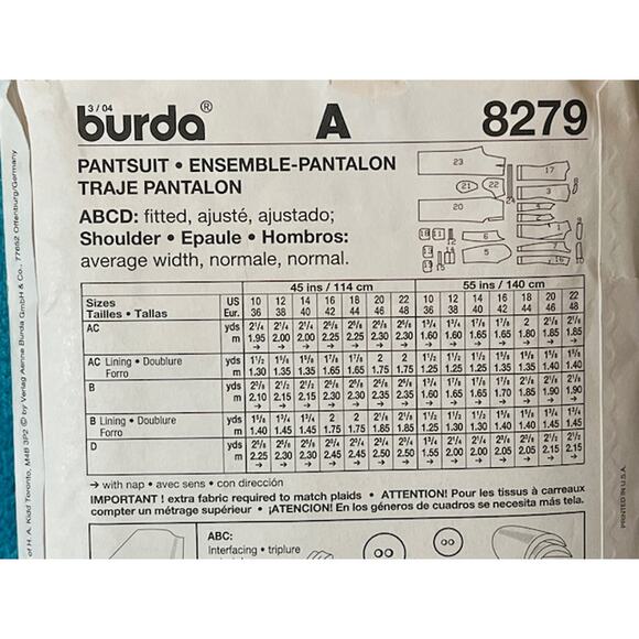 Burda 8279 sewing pattern womens suit blazer pants - Picture 3 of 5
